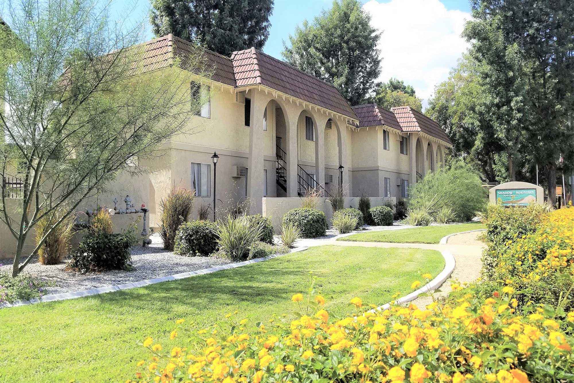 front complex walkway entrance at Shadow Mountain